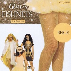 Glitter Fishnet - Sparkling Pantyhose - Nude/beige color
